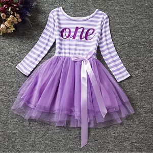 Purple first birthday tulle dress